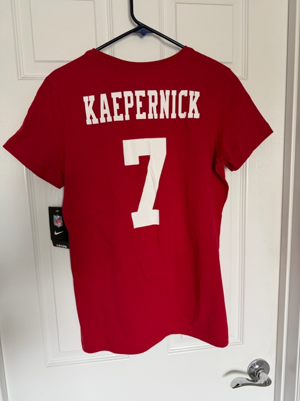 Nike Women's Red Short-Sleeve Team Tee with White Number - Picture 2 of 6